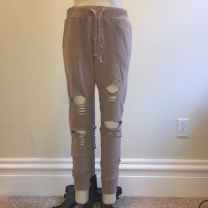 Dusty Rose Distressed Joggers